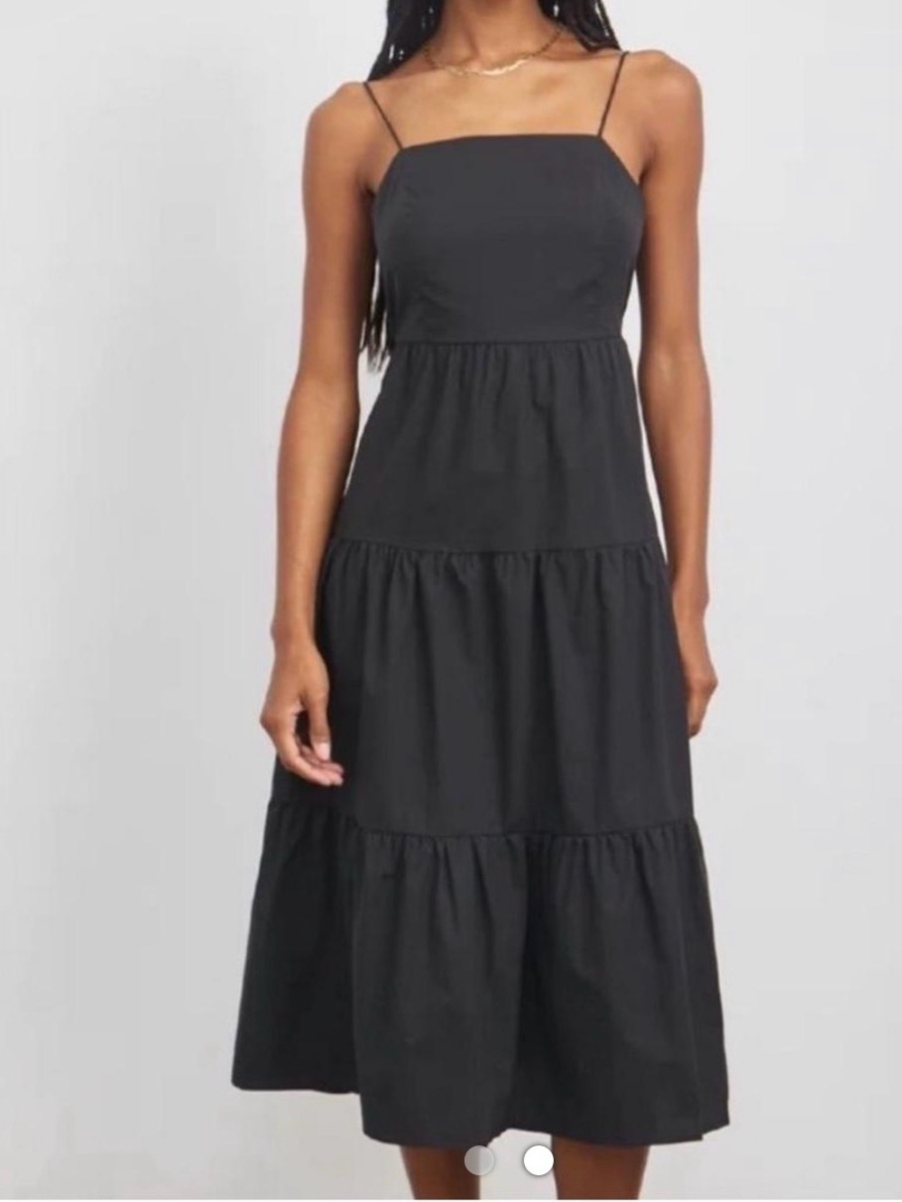 Rails Black Tiered Leni Midi Dress with Spaghetti Straps